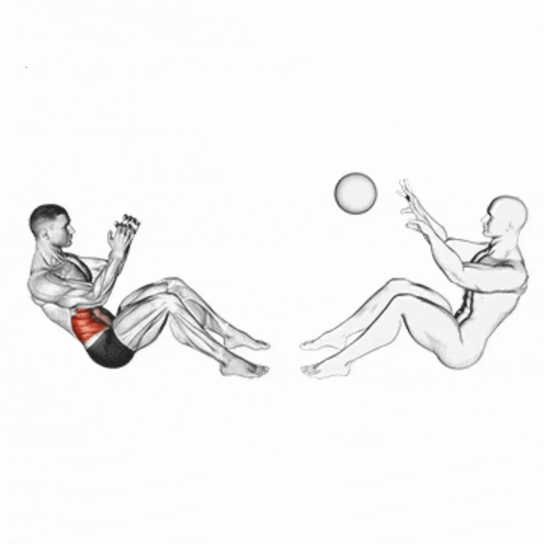 Ball Russian Twist throw with partner