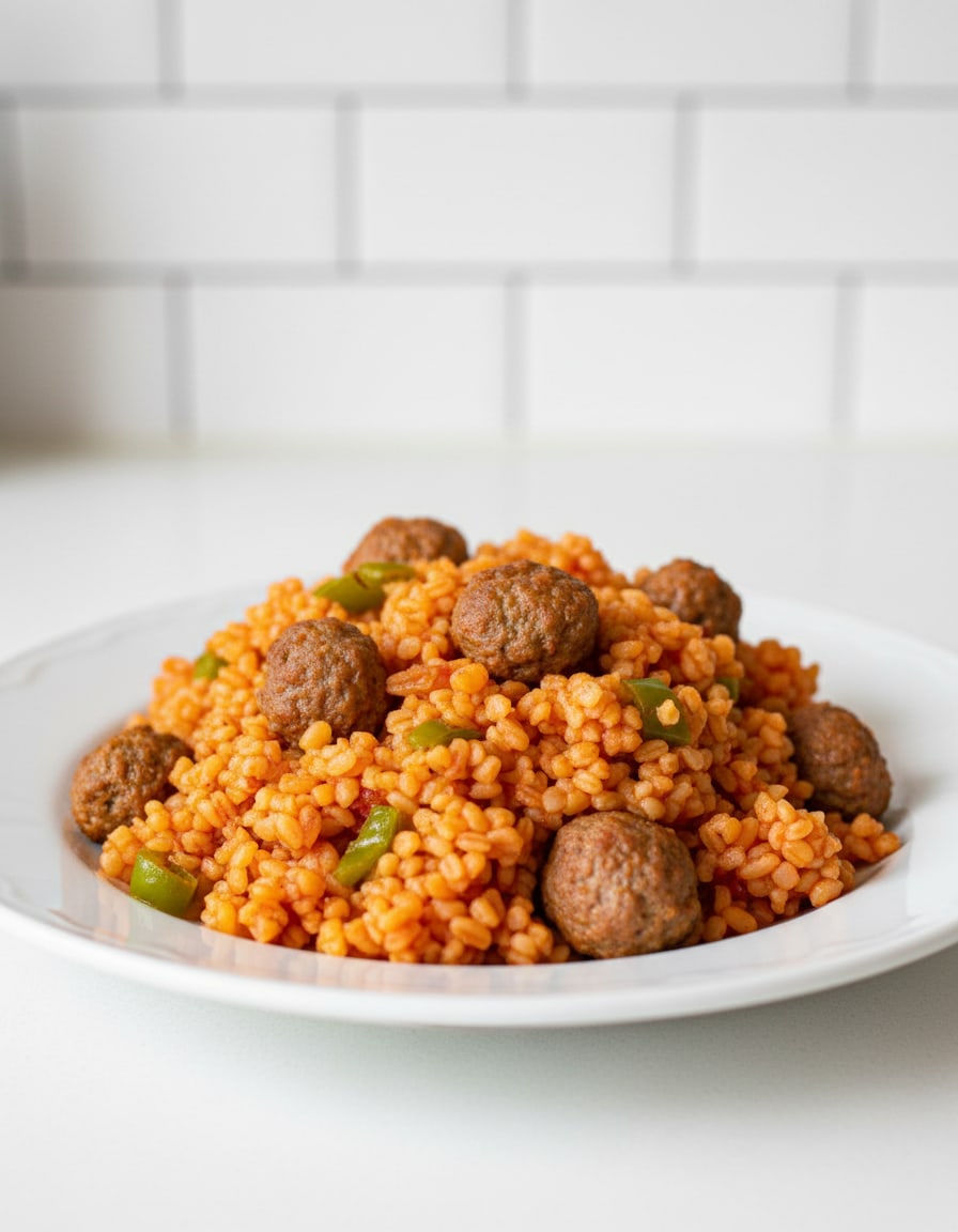 Bulgur Pilaf with Mini Meatballs