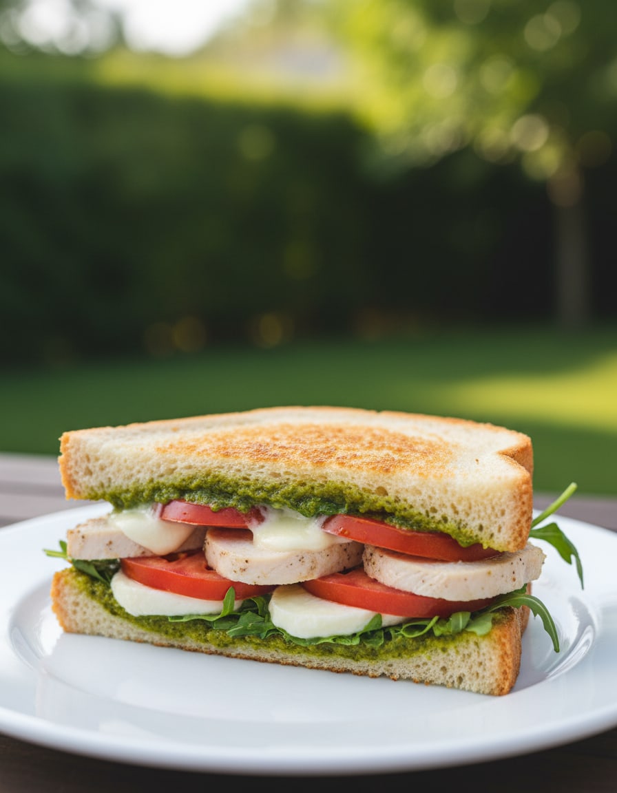 Sándwich de pollo al pesto