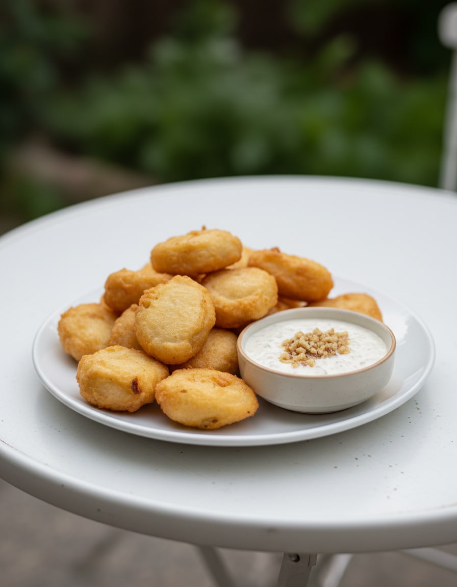 Beignets de moules, sauce tarator