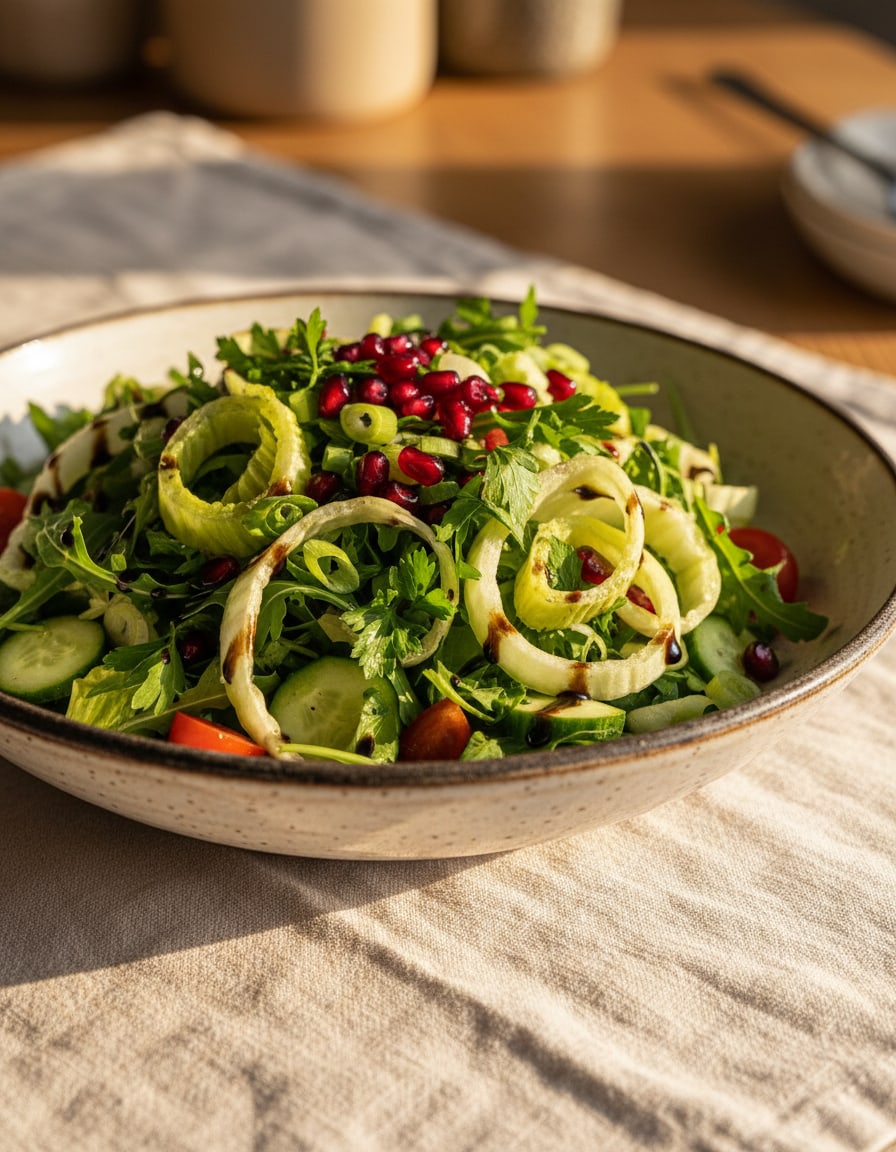 Green Salad with Pomegranate Molasses