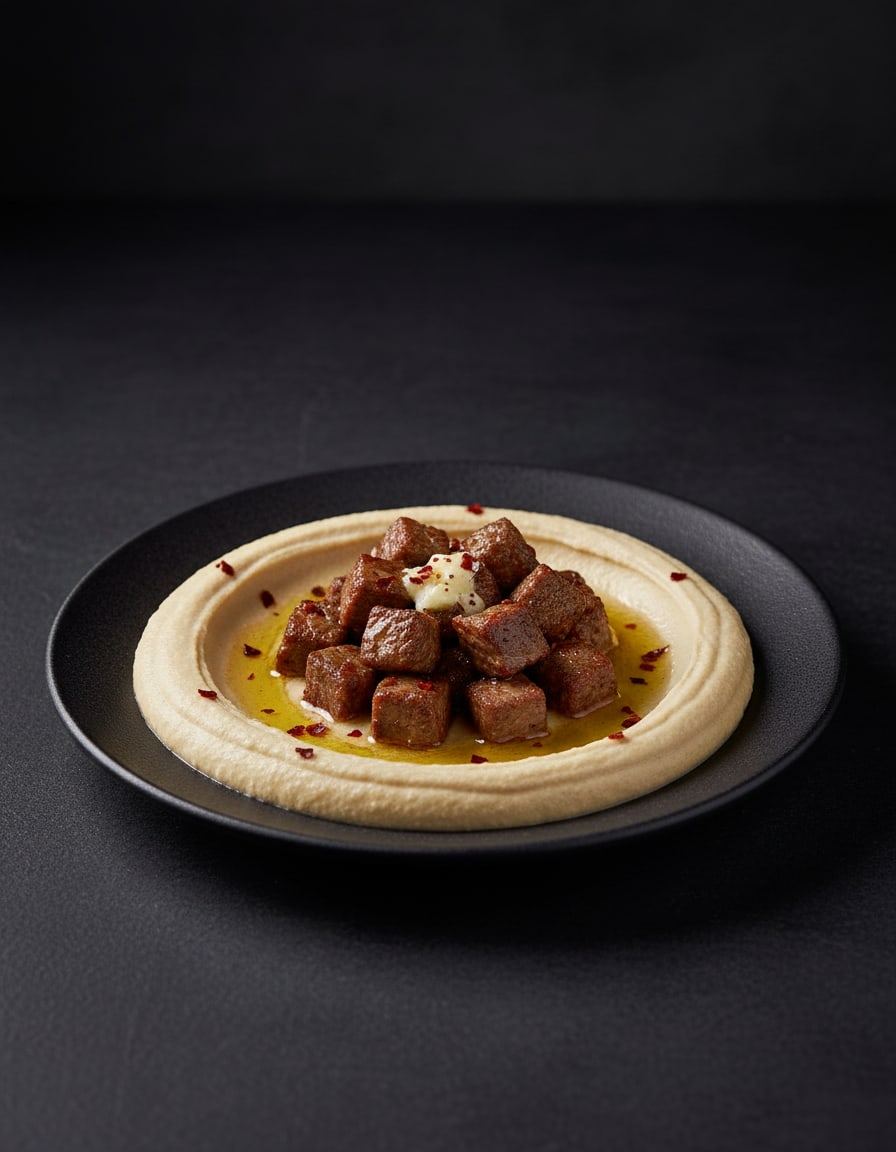 Hummus with Sautéed Beef