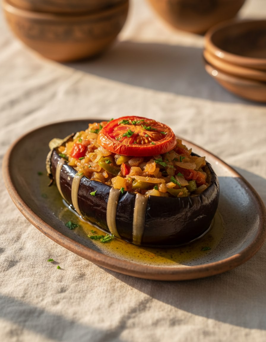 Imam Bayildi (Stuffed Eggplant in Olive Oil)