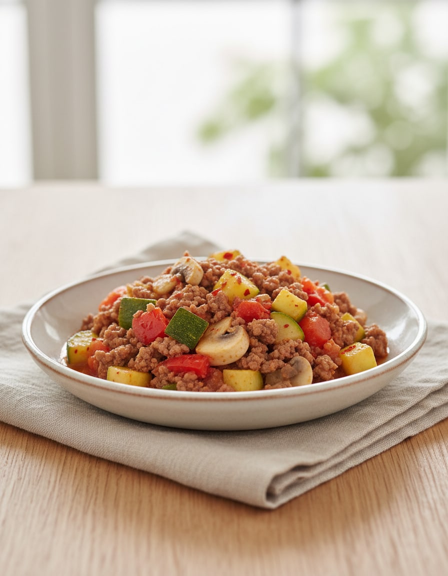 Lean Ground Beef and Vegetable Sauté