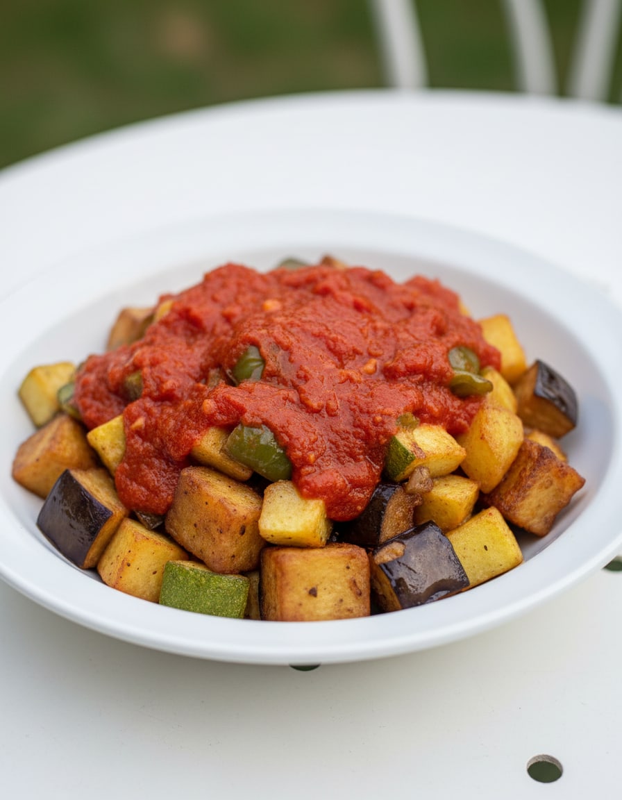 Saksuka (Turkish Fried Vegetables in Tomato Sauce)