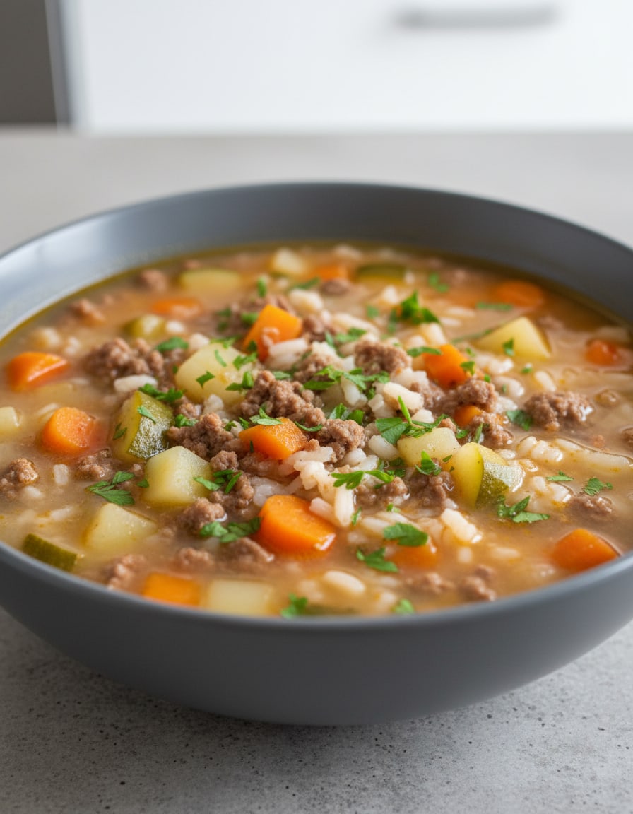 Vegetable Soup with Ground Beef