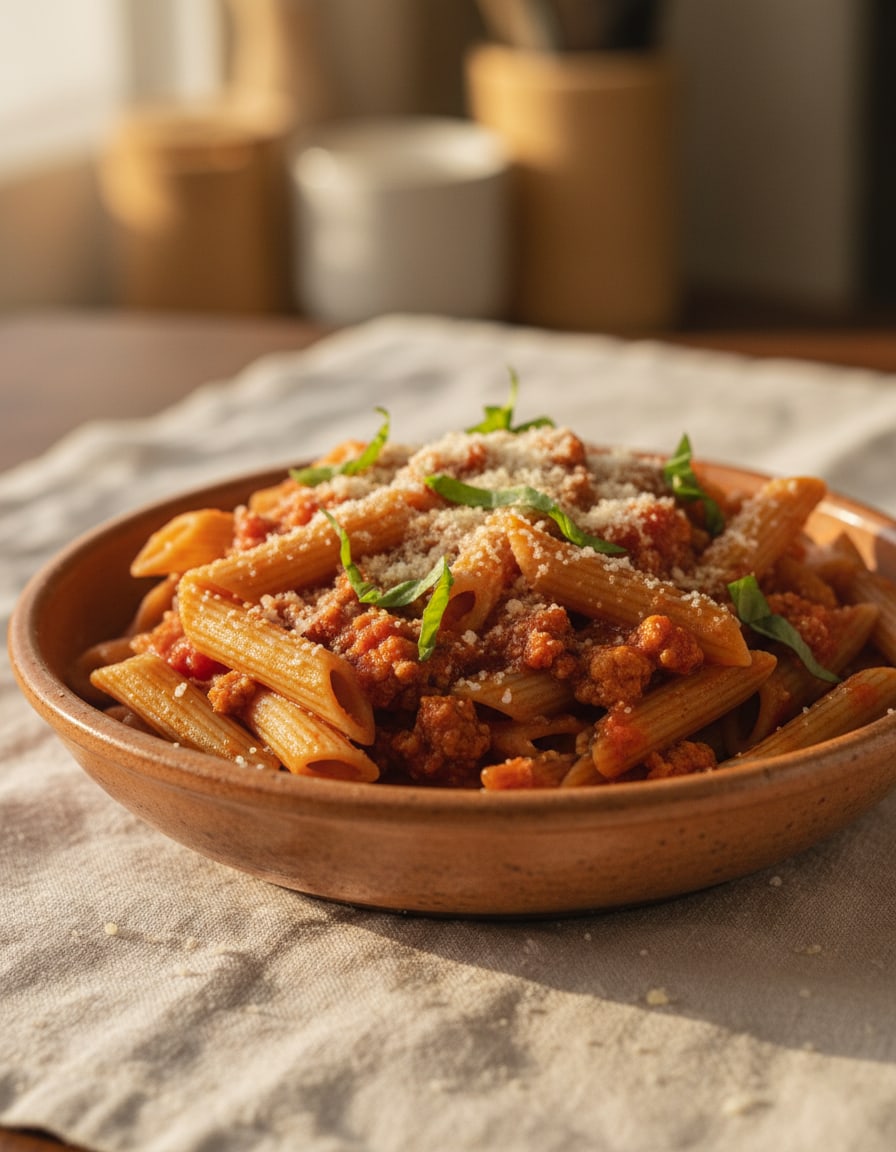 Whole Wheat Pasta with Ground Turkey